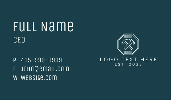 Hammer Hexagon Emblem  Business Card Design Image Preview