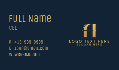 Gold Letter A Agency   Business Card Image Preview