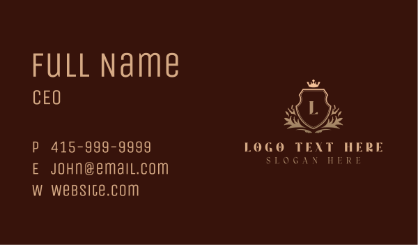 Royalty Shield Boutique Business Card Design Image Preview