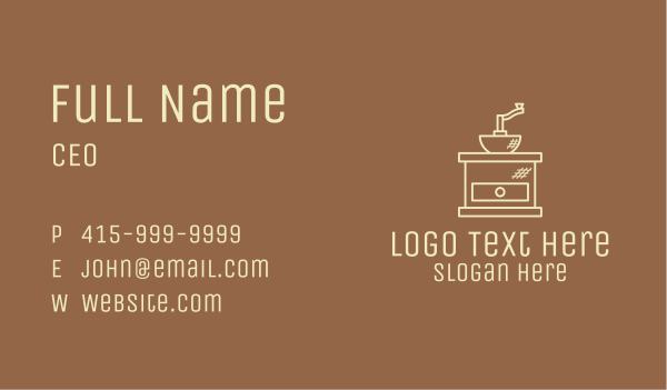 Cream Coffee Grinder Business Card Design Image Preview
