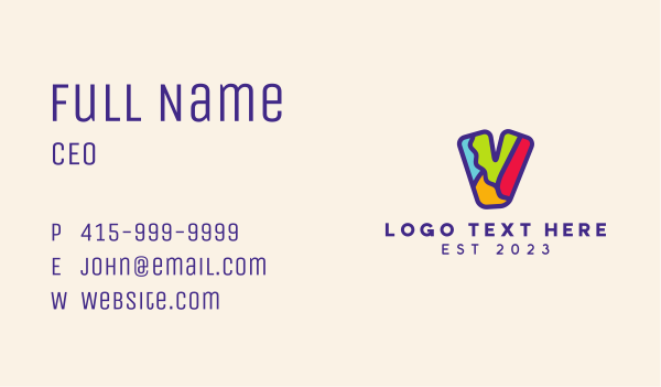 Colorful Letter V Business Card Design Image Preview