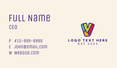 Colorful Letter V Business Card Image Preview