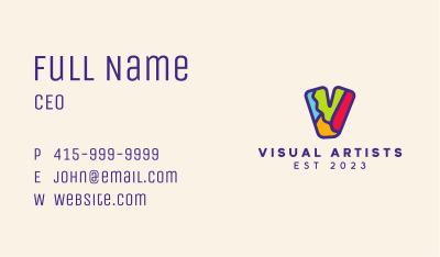 Colorful Letter V Business Card Image Preview