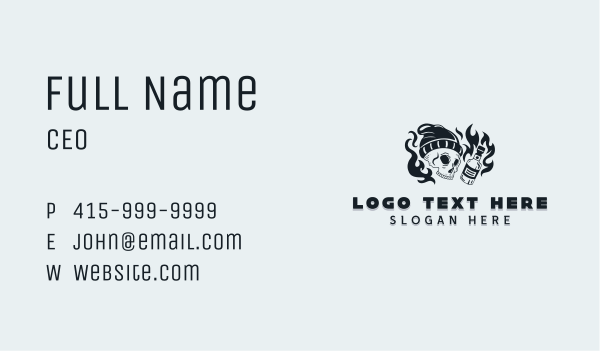 Flaming Skull Pub Business Card Design Image Preview