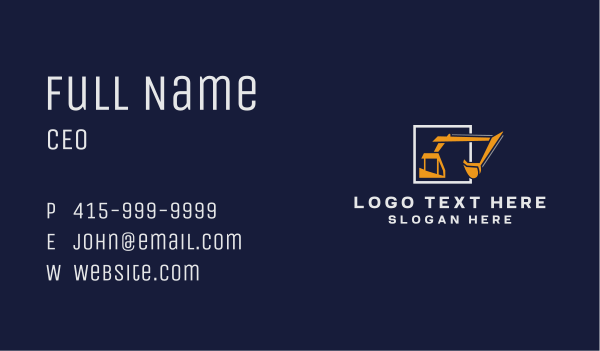 Construction Digger Machine Business Card Design Image Preview