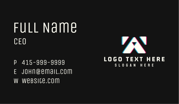 Cyber Glitch Letter A Business Card Design Image Preview