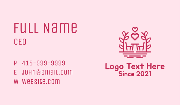 Chair & Table Romantic Business Card Design Image Preview