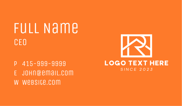 White Letter R Home  Business Card Design Image Preview