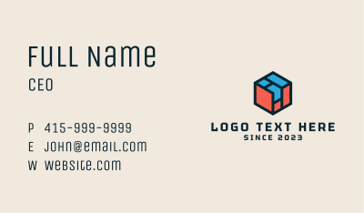 Construction Isometric Cube  Business Card Image Preview