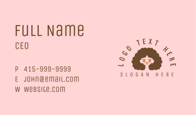 Curly Beauty Lady Business Card Image Preview