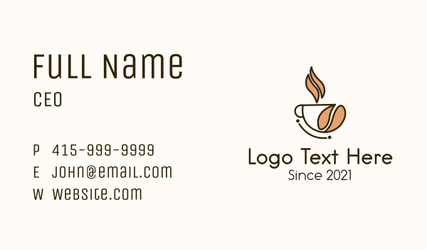 Hot Coffee Bean Cup Business Card Design Image Preview