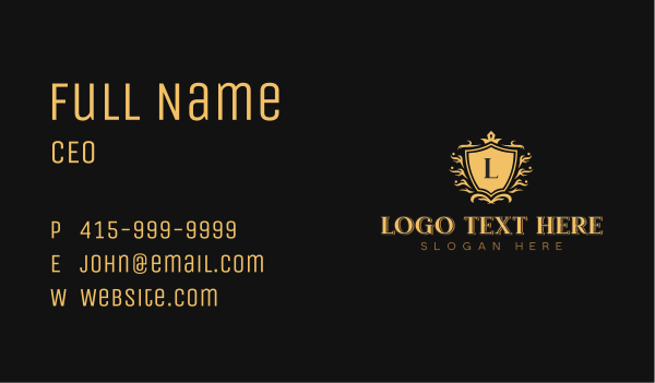 Royal Shield Wreath Business Card Design Image Preview