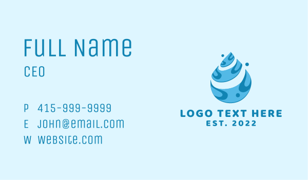 Blue Water Droplet Business Card Design Image Preview