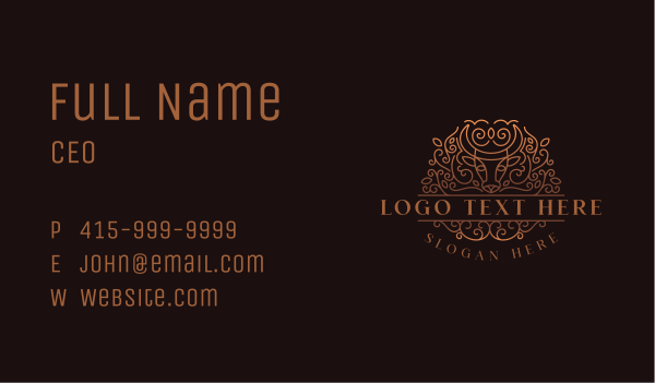 Floral Bull Ranch Business Card Design Image Preview