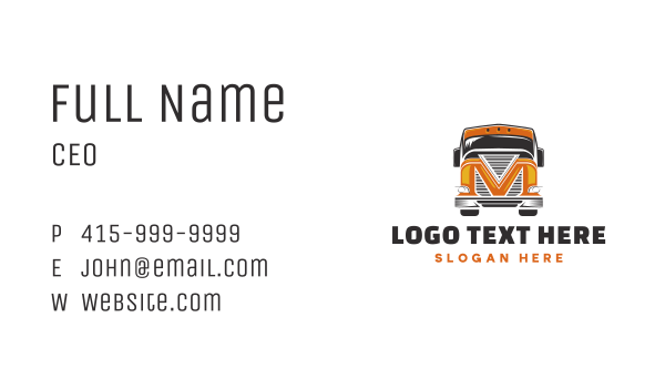 Truck Cargo Letter M Business Card Design Image Preview