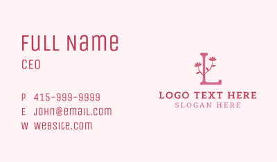 Floral Feminine Letter L Business Card Image Preview