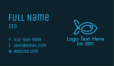 Blue Circuit Tech Fish Business Card Image Preview