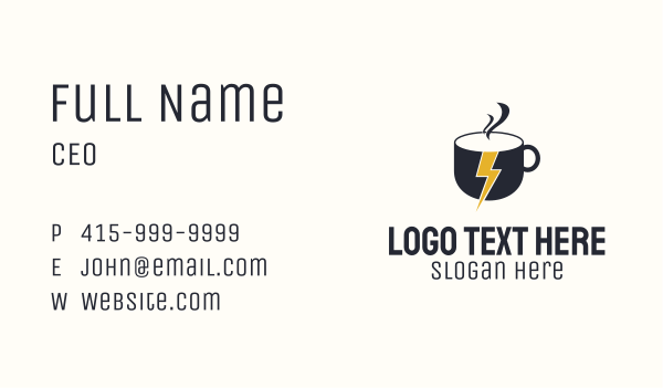 Coffee Lightning Bolt Energy Business Card Design Image Preview