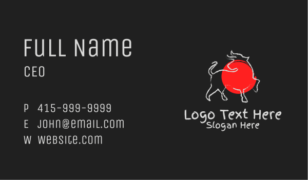 Asian Brush Ox Business Card Design Image Preview