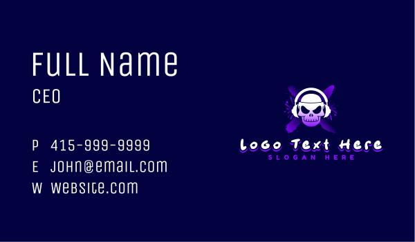 Gaming Skull Headset Business Card Design Image Preview
