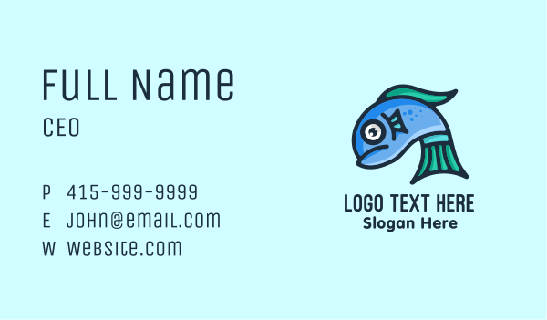 Sad Blue Fish Business Card Design Image Preview
