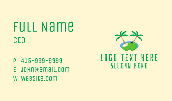 Tropical Coconut Fruit  Business Card Design Image Preview