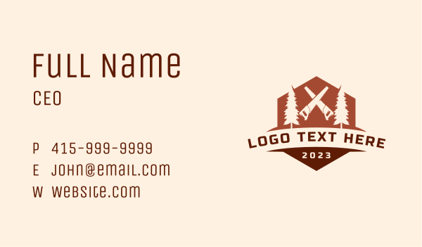 Pine Tree Saw Carpentry Business Card Design Image Preview