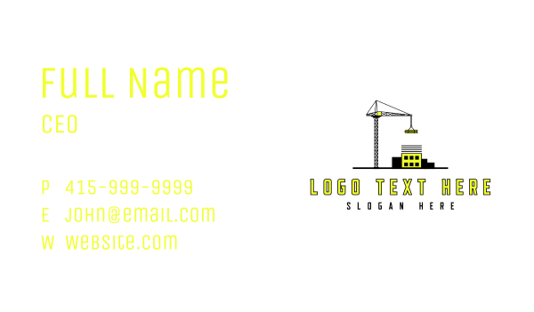 Construction Crane  Contractor Business Card Design Image Preview