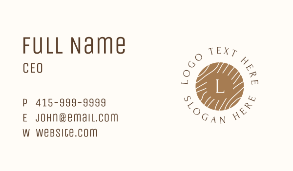 Luxurious Wood Circular Badge Business Card Design Image Preview