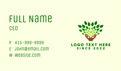 Nature Wellness Leaf Hand Business Card