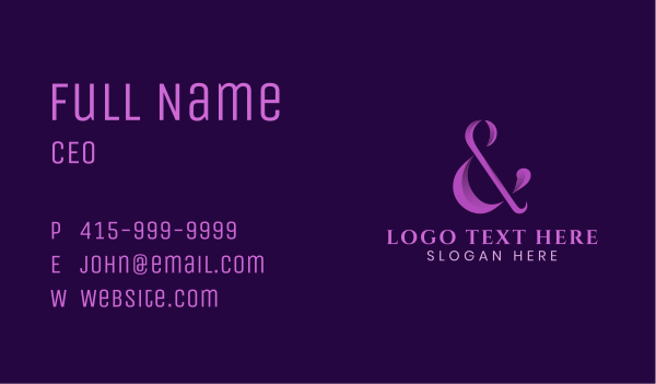 Gradient Elegant Ampersand Business Card Design Image Preview