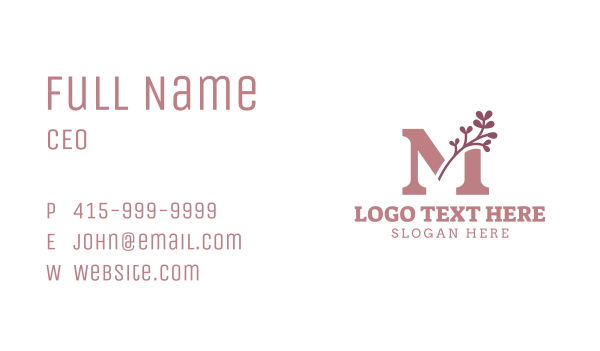 Elegant Leaf Letter M  Business Card Design Image Preview