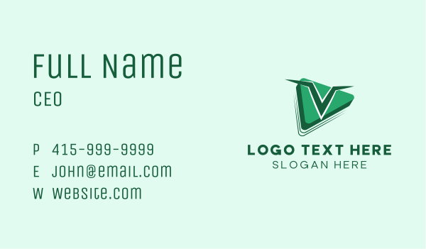 Play Button Letter V Business Card Design Image Preview