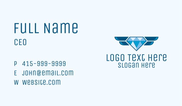 Blue Winged Diamond  Business Card Design Image Preview