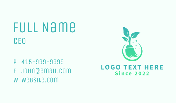 Eco Housekeeping Broom Business Card Design Image Preview