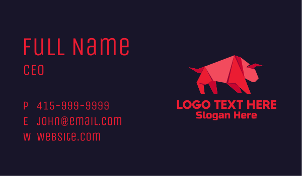 Red Bull Origami Business Card Design Image Preview