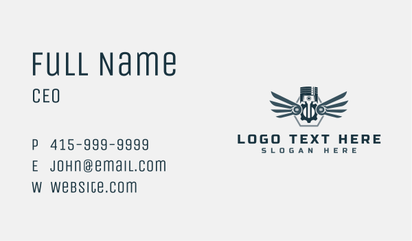 Piston Mechanical Wings Business Card Design Image Preview