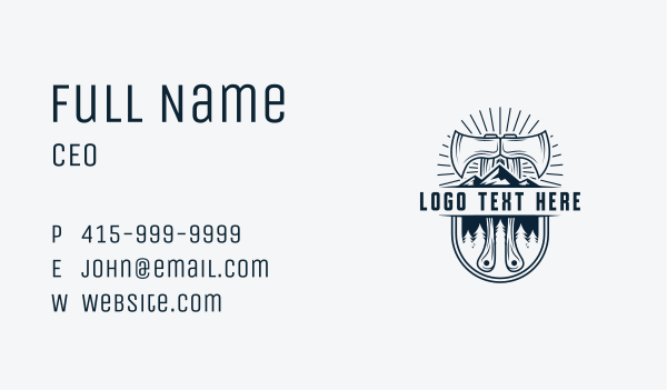 Woodcutter Mountain Axe  Business Card Design Image Preview