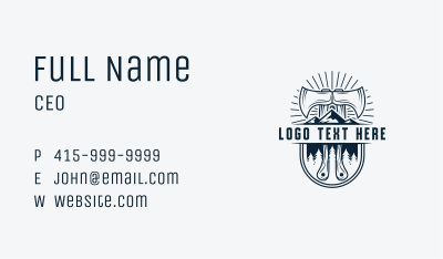 Woodcutter Mountain Axe  Business Card Image Preview