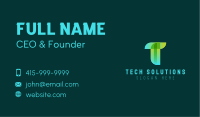 Green Technology Letter T Business Card Image Preview