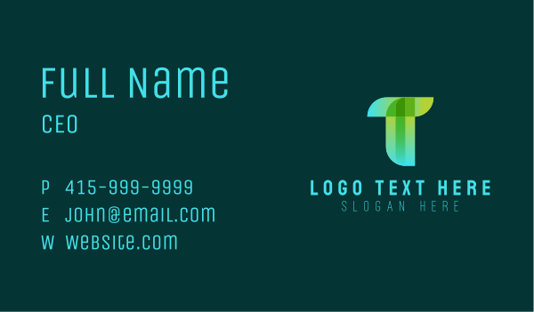 Green Technology Letter T Business Card Design Image Preview