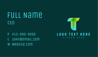 Green Technology Letter T Business Card Image Preview