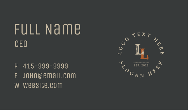 Classic Vintage Rodeo Letter Business Card Design Image Preview