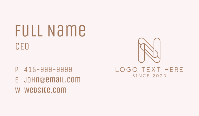Brown Paper Clip Letter N Business Card Image Preview