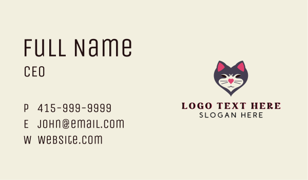 Feline Cat Veterinarian Business Card Design Image Preview