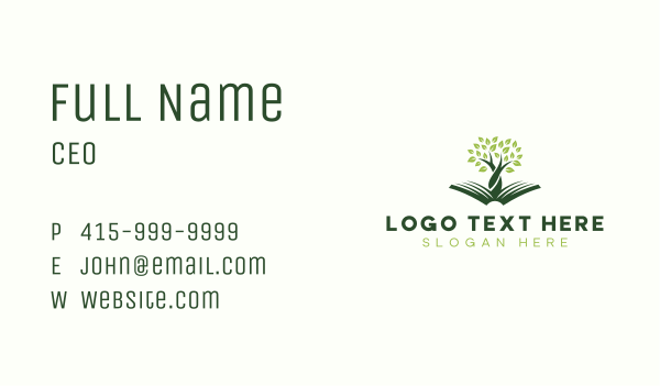 Tree Reading Bookstore Business Card Design Image Preview