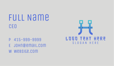 Game Design Circuit Letter H Business Card Image Preview