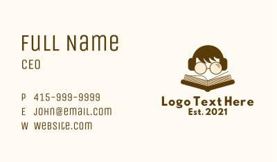Boy Reading Book Business Card Image Preview