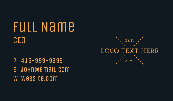 Vintage Dashed Line Wordmark  Business Card Design Image Preview