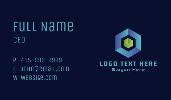3D Cube Hexagon Business Card Design Image Preview